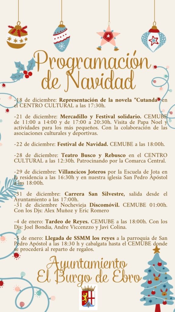 Programación de Navidad en El Burgo de Ebro